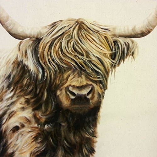 Textile Express 100% Organic Cotton Cushion Panel Highland Cow