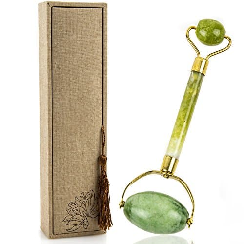 Face Massager & Body Scraping Tool Premium The Original Jade Roller Anti Aging Facial Skincare Therapy 100% Natural Double Jade Stone for Face Slimming Rejuvenation & Beauty