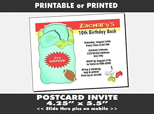 Sleepover Birthday Party Invitation, Printable or Printed Option