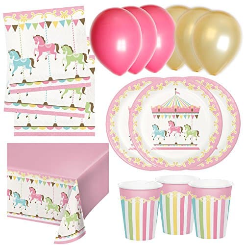 Carousel Birthday Party Tableware Essential Pack (16 People)