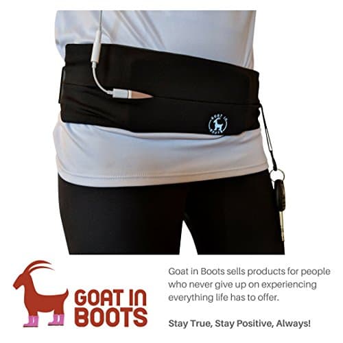 Goat In Boots Adjustable Running Belt with Key Clip Fits of Android/iPhones. Unisex. Perfect for Gym, Workouts, Exercise, Cycling, Walking, Jogging, Sport, Travel, Outdoor Activity