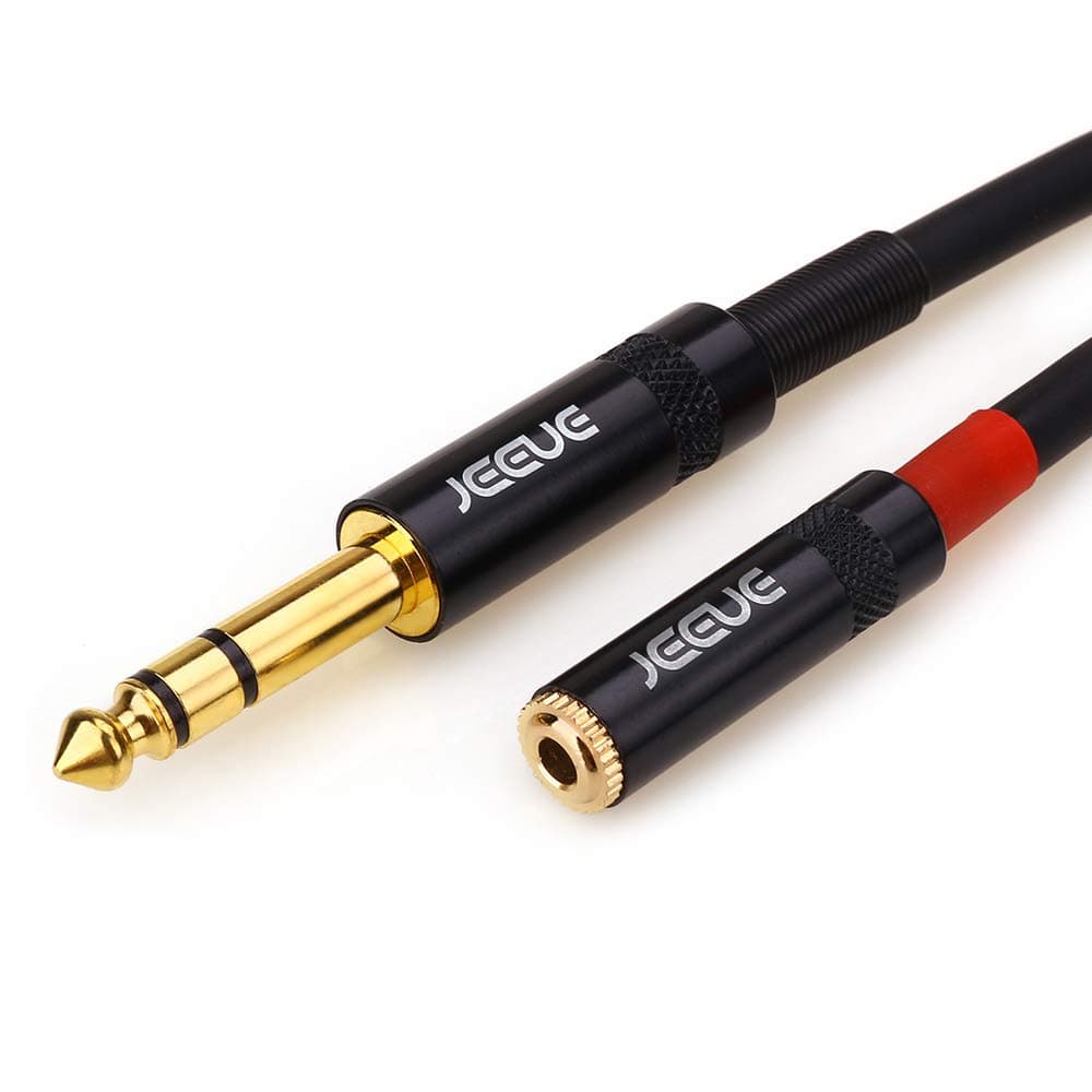 JEEUE 1/4" to 3.5mm Cable Adapter, 6.35mm (1/4 Inch) Male to 3.5mm (1/8 Inch) Female TRS Stereo Headphone Audio Cable for iPod, Laptop, Home Theater Devices, Amplifiers, 1FT (1/4" M to 3.5 F-5FT)