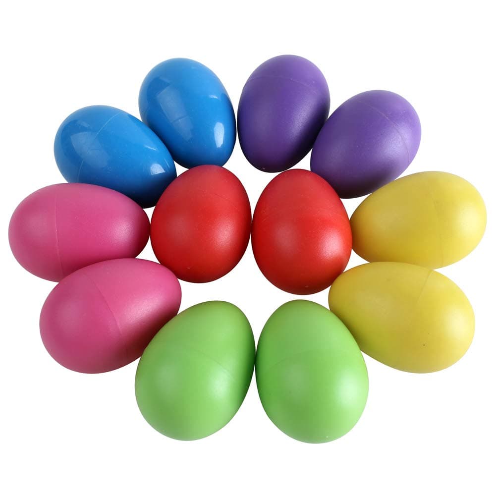 Zicome 12-Piece Plastic Egg Shakers Percussion Musical Egg Maracas (6 colors)