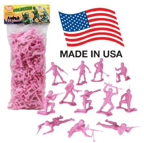 TimMee PLASTIC ARMY MEN: Pink 100pc Toy Soldier Figures - Made in USA by Tim Mee