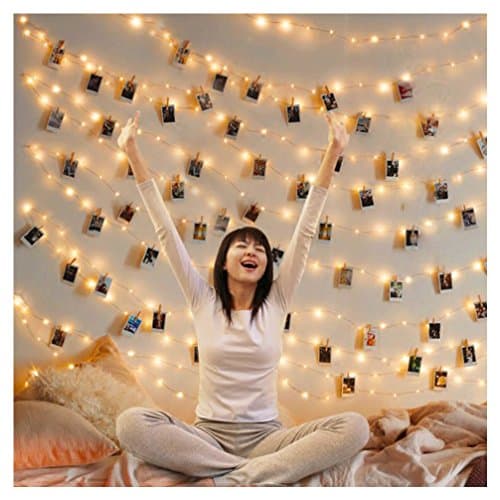 Dolloly 20 LED Photo Clip Lights String Lights Battery Powered 7.2 Ft Wall Decoration Fairy Lights for Home/Party/Christmas Decor Hanging Photos Paintings Pictures Card and Memo