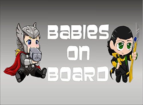Thor and Loki Babies on Board / Marvel Comics Avengers / Vinyl Vehicle Decal Kids Graphic Stickers