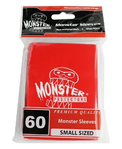 Monster Protector Gloss Finish Sleeves with Logo, Small, Red, 60-Pieces