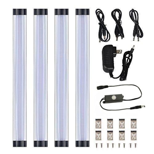 (4 Panels-6 Inch) ZHUY Daylight LED Under Cabinet Lighting, Sensor Switch Included, Milk Cover