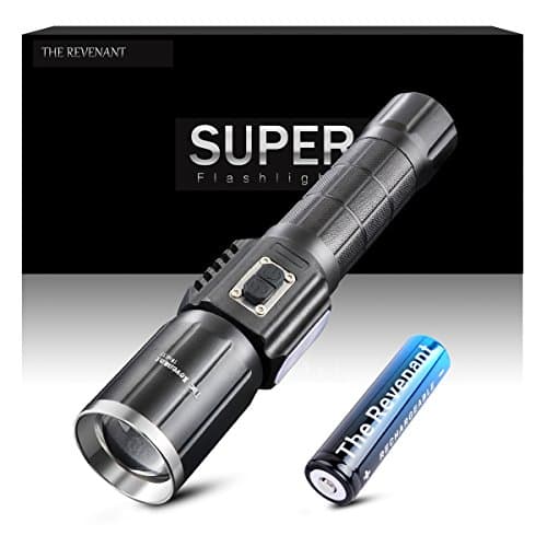 The Revenant Brightest Tactical Flashlight Torch, 5 Modes, 1000 Lumens, CREE T6 LED, Zoomable, Water Resistant, Rechargeable 18650 Battery, Charger