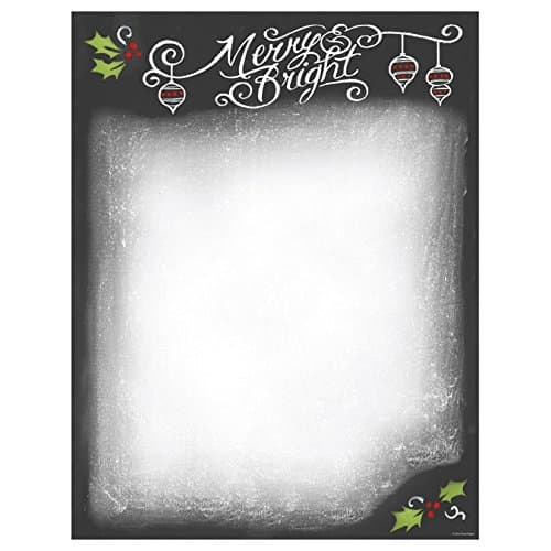 Merry & Bright Christmas Chalkboard Holiday Computer Printer Paper (150 Sheets)