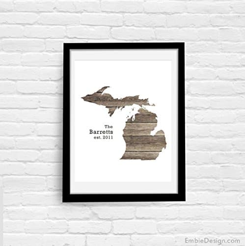 Any State Established Art Print Wedding Gift Personalized State Natural Series Custom Location Modern Art Print Long Distance Map Art Engagement Bridal Shower Gift