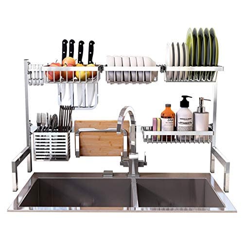 WSZZF311 Kitchen Shelf 304 Stainless Steel Rack Drying Drain Storage Holders Kitchen Plate Dish Cutlery Cup Drain Rack Kitchen Organizer