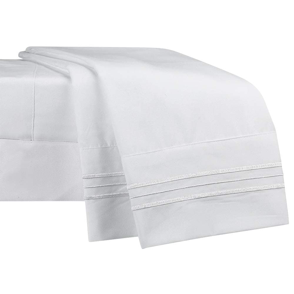 NEWCASTLE Collection - Deluxe Bed Sheet Set - 1800 Brushed 100% Microfiber Bedding - Wrinkle, Fade, Stain Resistant - 4 Piece Set (Double, White)