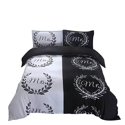 YOUSA Black and White Bedding Set Mr and Mrs Bedding Queen Bed Set (Mr&Mrs)