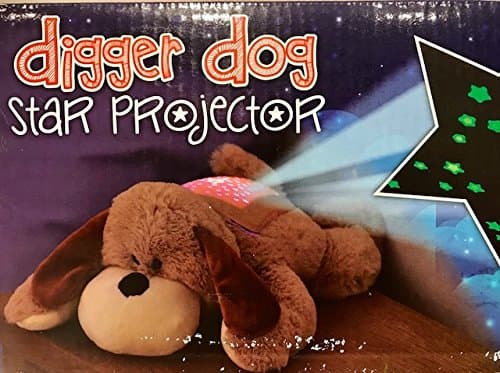 Animal Star Light projector (Brown Doggy) - Children's bedside lamp - Projects stars and moons on to ceiling - Dog Nightlight Gift ideas