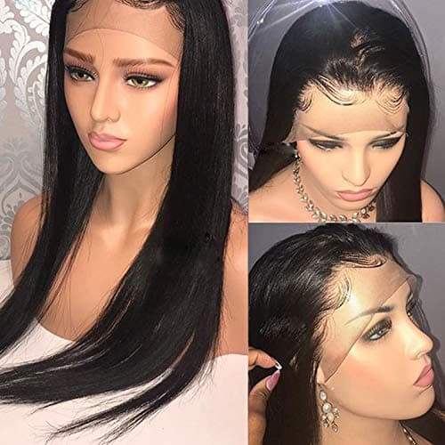 13x6 Lace Front Wig 150 Density Full Lace Frontal Wigs Human Hair Virgin Long Straight Lace Front Wigs for Black Women Pre Plucked Hairline Natural Color(16 inch, free part lace front wig)