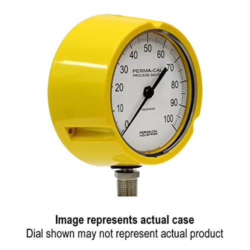 Pressure Gauge, Direct Drive Design, Process, 0-60 psi, 4.5" Dial, Yellow Turret, 1/2 NPT Bottom | PN: 121TIB03Y23