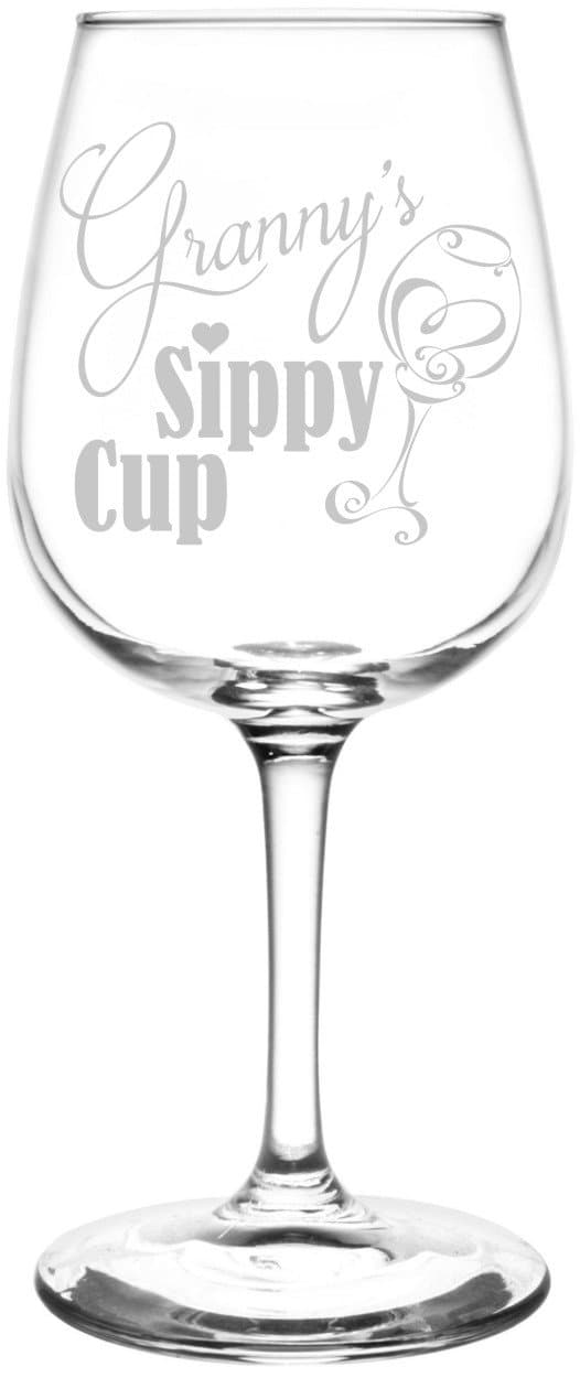 Personalized & Custom (Granny) Funny Sippy Cup Novelty Present & Gift Idea Inspired - Laser Engraved 12.75oz Libbey All-Purpose Wine Taster Glass