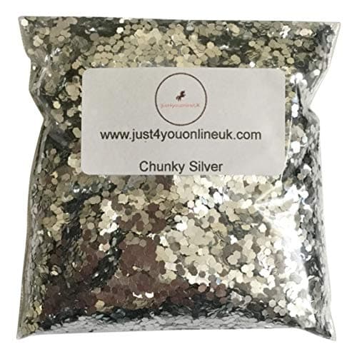 Extra Chunky Glitter Bags 0.083" / 2mm Flakes for Nails Art Craft Florist Festival 10 50 100g (Chunky Silver, 10g)