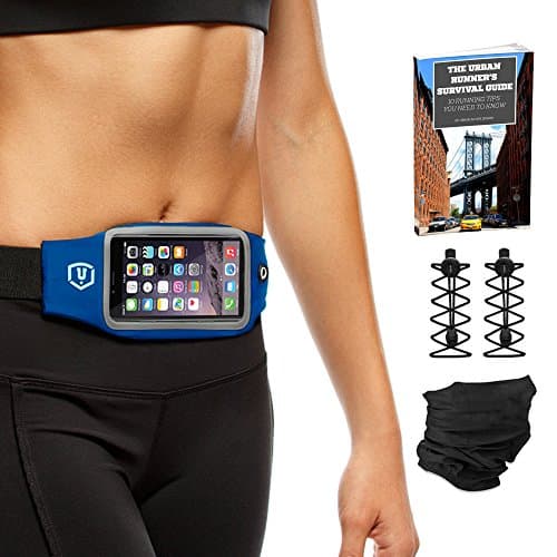 Running Belt Waist Pack For iPhone 6 / 6S / SE PLUS Elastic Laces PLUS Multipurpose Scarf PLUS Urban Runner's Survival Guide Ebook (Blue)