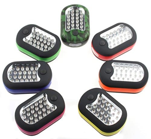 ECAREE F7005D00 24+3 LED Work Light Set with Swivel Hook, 1 Orange + 1 Woodland Camouflage + 1 Blue + 1 Green + 1 Red + 1 Yellow + 1 Rose Red