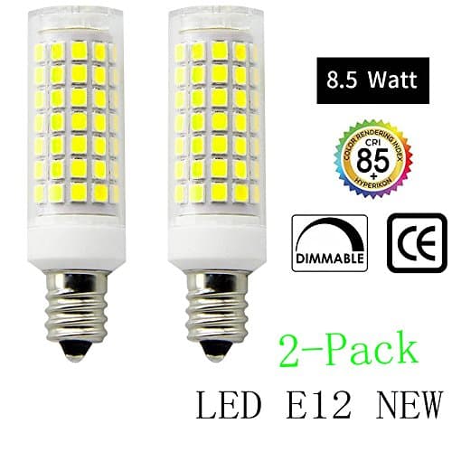 2018 new bulbs 88 LEDs,E12 LED Bulbs 8.5W, 75 Watt Equivalent, LED Candelabra Bulb, Daylight White 6000K LED Chandelier Bulbs,Base E12 Dimmable (Pack of 2) (Daylight White)