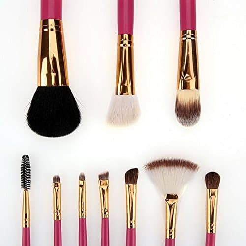 10 Pcs Makeup Brushes Set with Powder Blusher Cosmestic Kabuki Brushes with Synthetic Leather Case