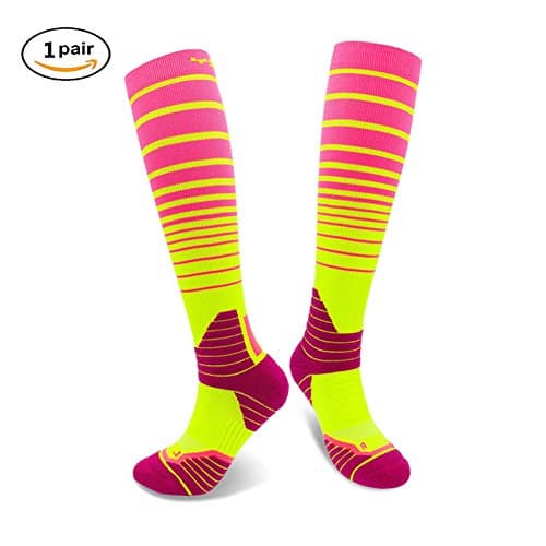 Compression Socks for Men & Women Running Socks Fit for Running, Soccer, Basketball, Hiking, Fishing 1 Pack (Pink)