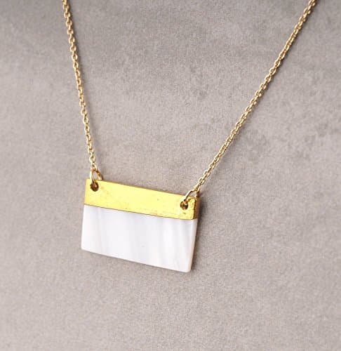 Minimal Mother-Of-Pearl Rectangular Necklace