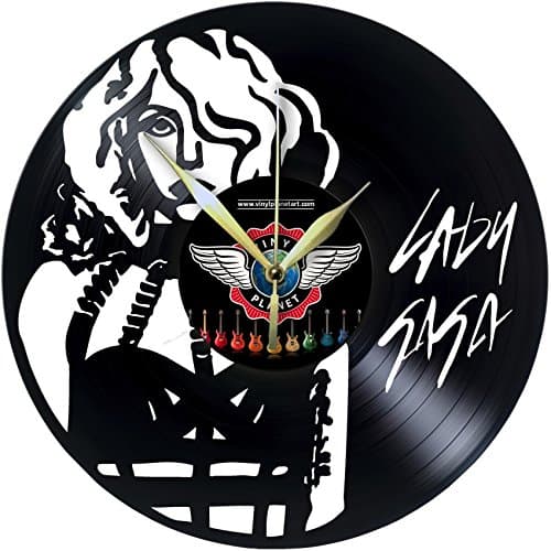 DIY Lady GAGA Decorative Designed Modern Vinyl Record Wall Clock Silent Large New Bedroom Livingroom Office Decore Analog Universal Decorate Your Home Best Gift for Friend, Girlfriend or Boyfriend