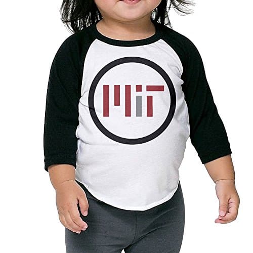 Math Mit Logo Contrast Crew Neck Raglan Tee For Kids 3 Toddler