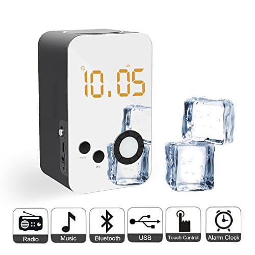 Digital Alarm Clock FM Radio with Bluetooth Speakers Night Light Portable Bluetooth Speaker Dual Alarm Snooze Sleep Timer for Bedroom Bedside Office Desk iPhone Android Laptop Desktop