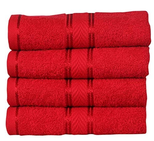 - Elegance 100% Cotton Hand Towel Set | 450 GSM Soft Absorbent Durable Towels | Pack of 4 Hand Towels Festive Red | Bathroom Kitchen Guest Towels | Luxury Bath Linen