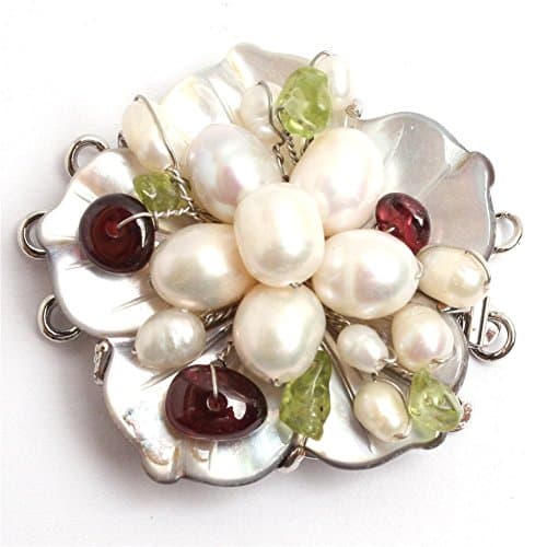 GEM-inside 1Piece Pearl Clasps 3-Strands 40mm Natural Shell Carved Flower Fresh Water Pearl Clasp For Jewellry Making Necklace Bracelet Jewelry Making (CA0233)