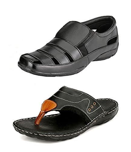 Men's Pure Leather Sandals (Combo of 2)