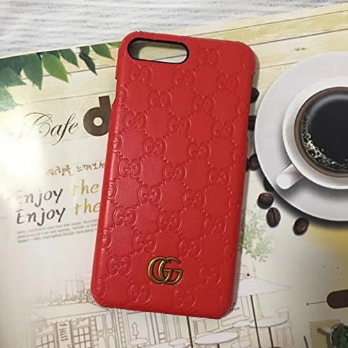 iPhone7/8 Plus --US Fast Deliver Guarantee FBA-- Luxury PU Leather Style Case Cover for Apple iPhone 7 Plus iPhone 8 Plus Only (Red GG)