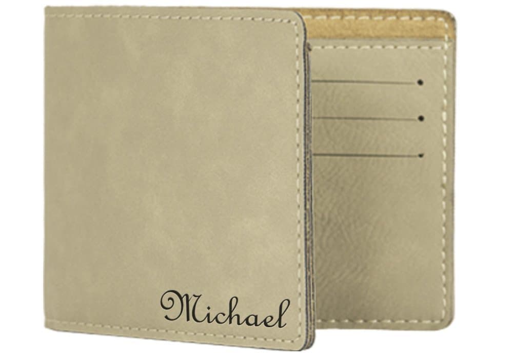 Engraved Men's Vegan Leather Wallet, Personalized Wallets for Men - Fathers Day Gift for Dad, F20