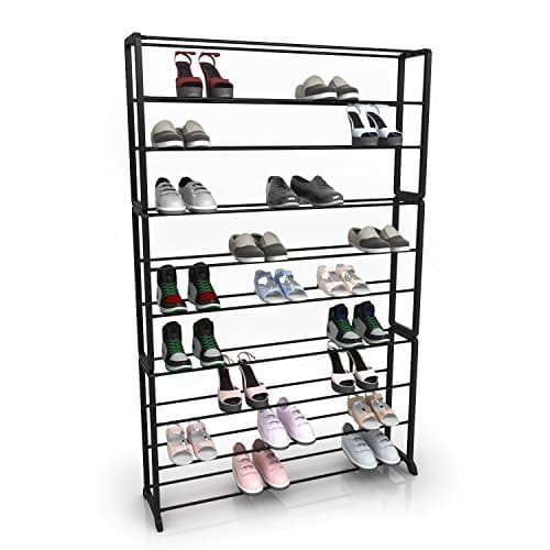 Meharbour 4/7/10 Tier Shoe Tower Rack,Portable Stand Shelf Storage Cabinet,Holds 20 Pairs/ 35 Pairs/ 50 Pairs of Shoes(US Stock) (Black, 10 Tier)