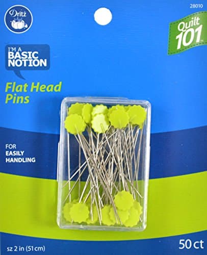 Dritz Quilt 101 28010 Flat Head Flower Pins, 2-Inch, Lime Green (50-Count)