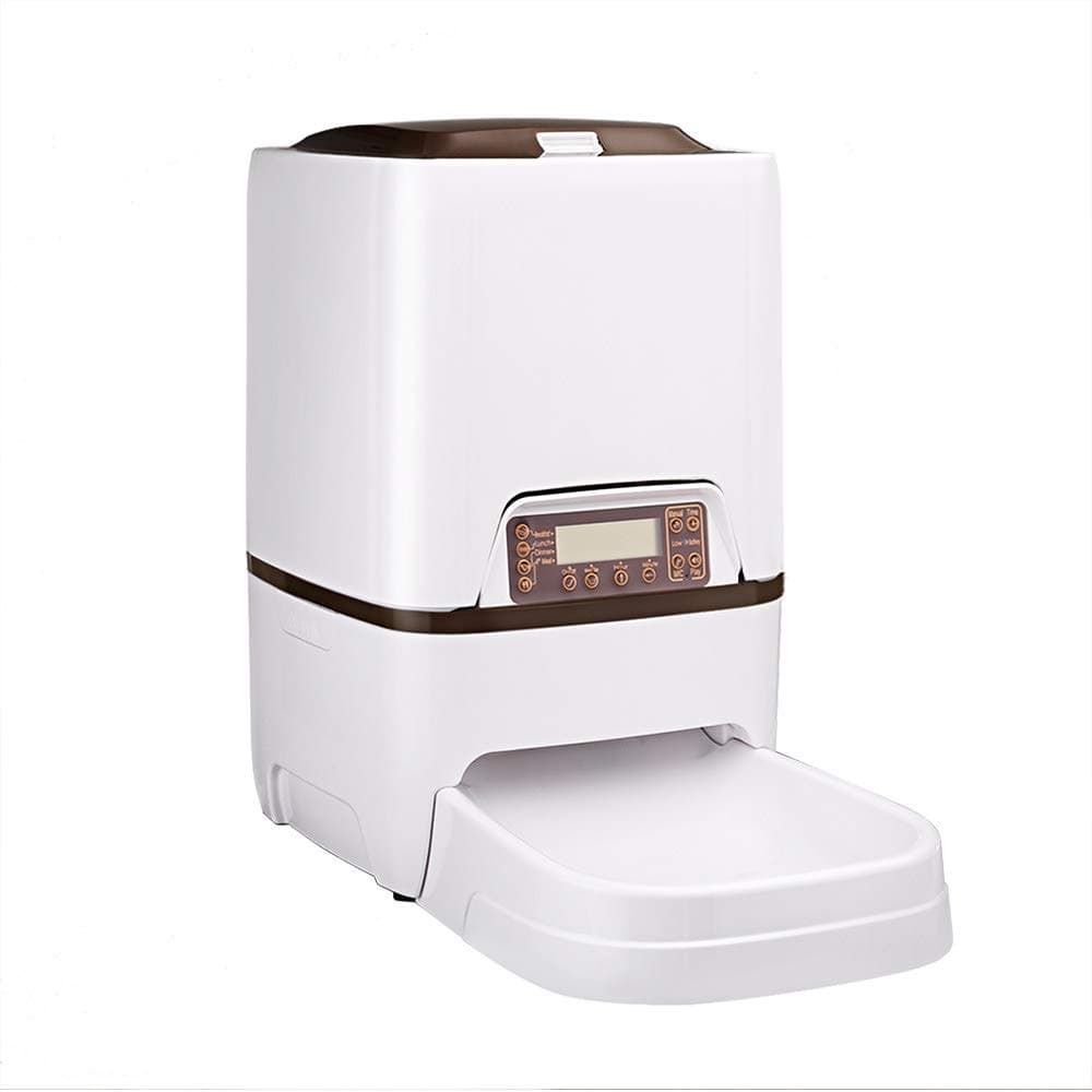 DjfLight 6L 4 Meals Pet Automatic Feeder, Smart Voice Recording Feeding Reminder Pets Food Dispensers,Timer Bowl with LCD Screen and USB Power, for Medium Small Dog Cat.