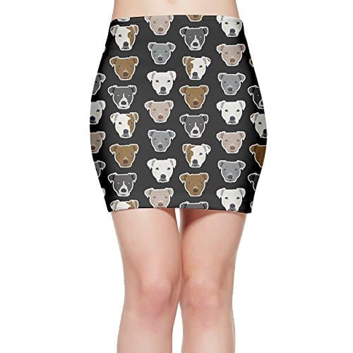 Cute Pitbull Faces Art Pattern Womens Ease In To Comfort Stretchable Above The Knee Pencil Skirt