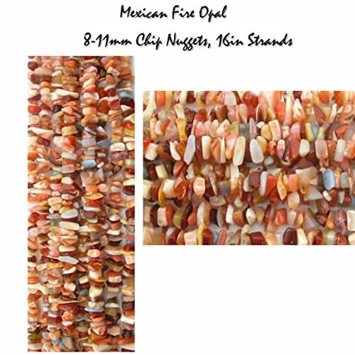 Genuine Mexican Fire Opal 8-11mm Chip Gemstone Nuggets, 16in Strand for Jewelry Making