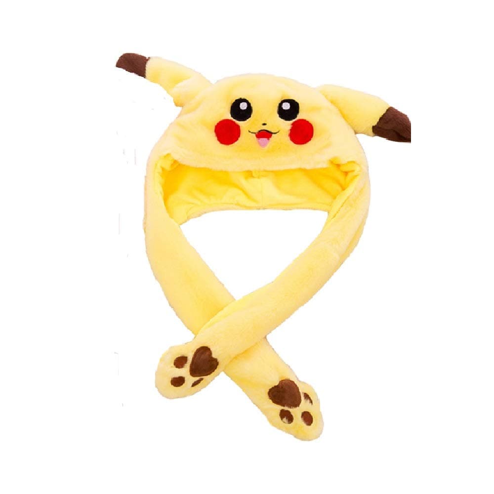 Funny Plush Bunny Hat Ear Moving/Jumping Rabbit Hat Cute Animal Ear Flap Hat with Paws for Women Girls White