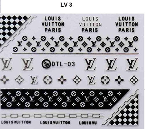 3 sheets lot 3D duplicates Sticker Nail Decal LOGO Design 03 silver