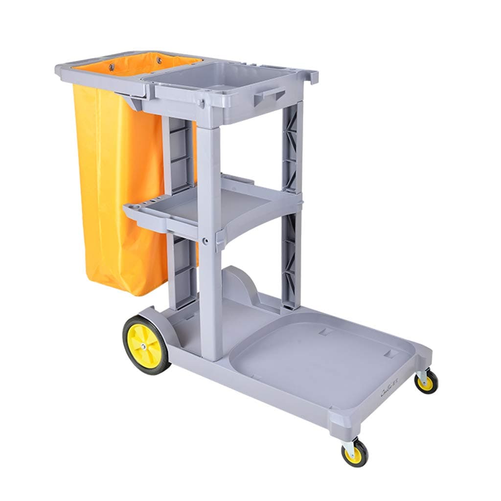 Trolley Cleaning Cart, Garbage Truck, Multi-Function, Linen Service Cart, Large-Capacity Waterproof Bag, Foldable, Rubber Casters, Blue/Grey, Hotel Restaurant