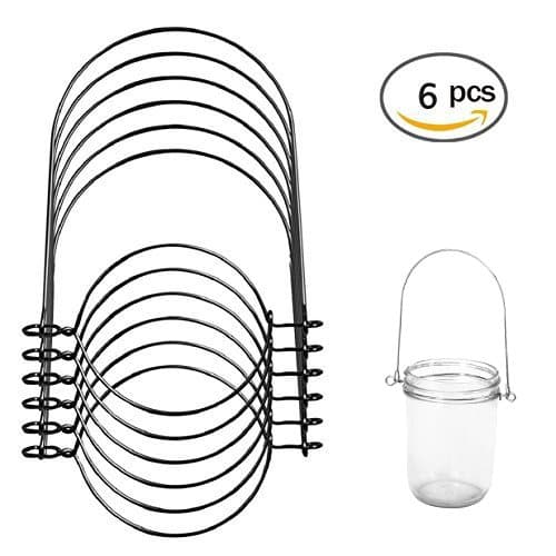 Stainless Steel Silver Wire Handles (Handle-Ease) for Ball Mason Jars, Ball, Canning Jars Votive Hanging Jars (6 Pack, Regular Mouth) hang ring