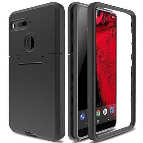Essential Phone Case, Essential PH-1 Case Skin, AMENQ 3 IN 1 Heavy Duty Protection and Friendly 360 Degree Camera with Precise Cutout Synetic-TPU Bumper Armor Cover for Essential (Black)