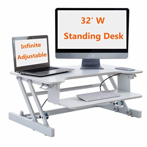 Height Adjustable Ergonomic Sit Stand 2-Tier Standing Desk Converter, Black/White