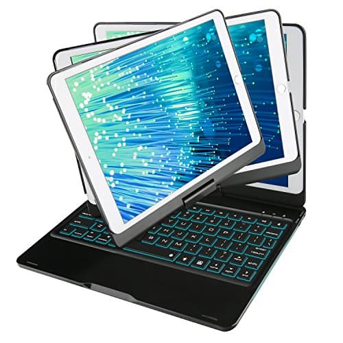 Smart Case for iPad Pro 10.5 inch with Keyboard,7 Colors Side Breathing LED + Backlits All around 360 Rotation Anti-scratch/Slip Ultra-slim Keyboard Case for Apple iPad pro 10.5(Black)
