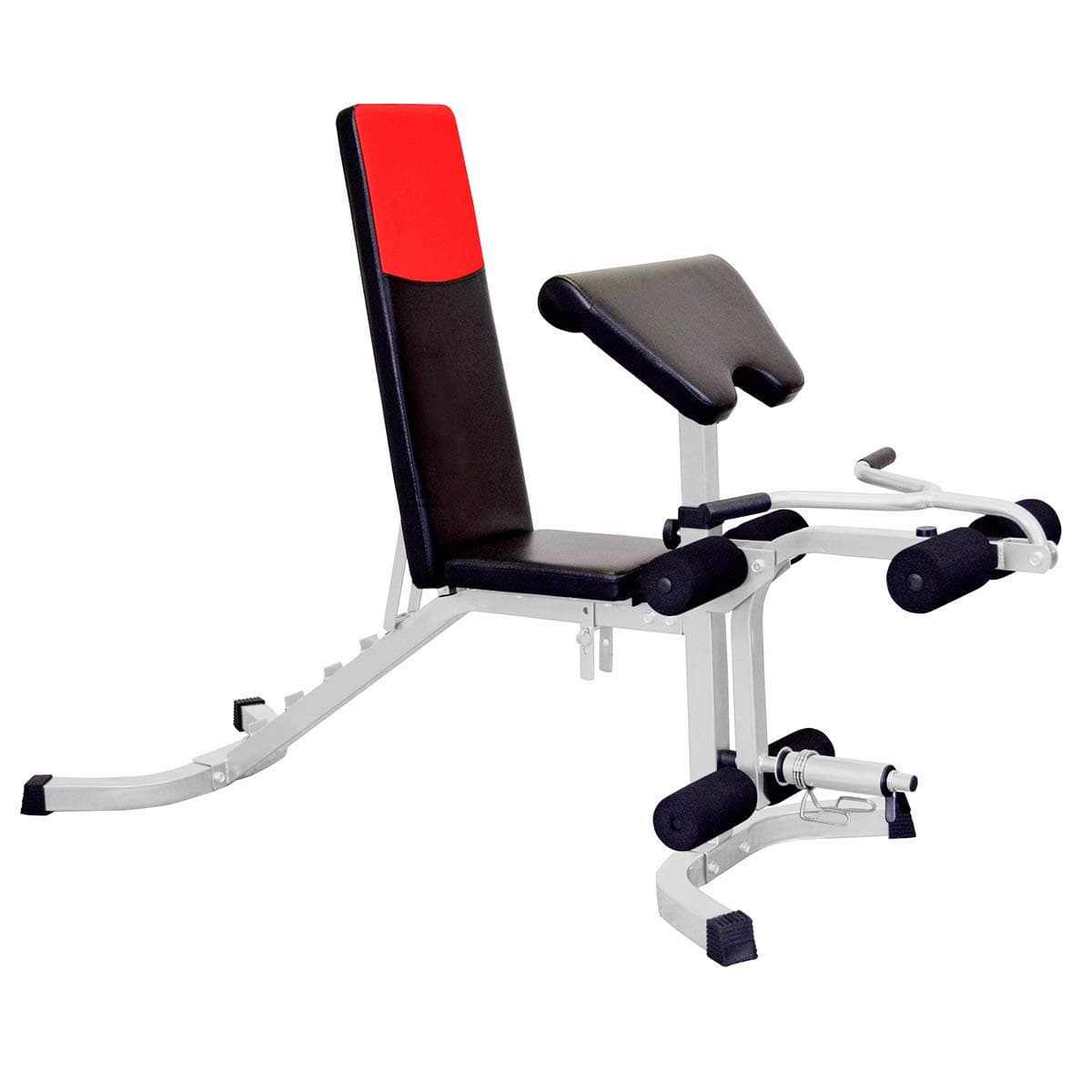 TNP Accessories Adjustable Weight Bench With Leg Curl Extension & Arm Preacher Pad Attachments - Heavy Duty